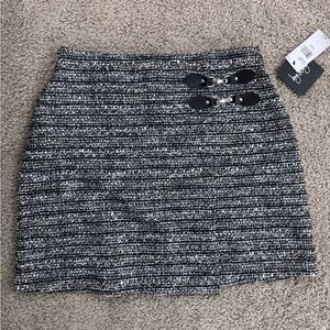 by & by Black and White Textured Mini Skirt